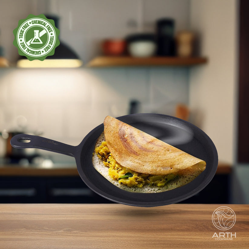 Cast Iron Dosa / Roti Tawa with handle - 25 cms – Arth Cookware